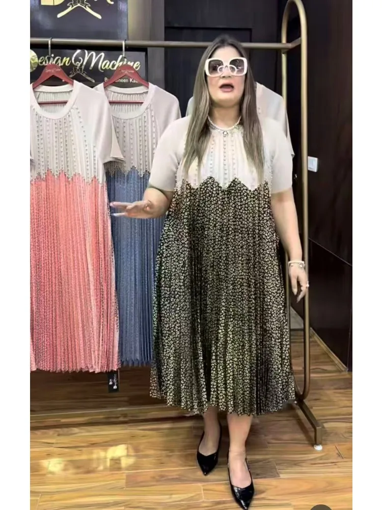 

Miyake2025 Summer New Loose Pleated Fashion Bronzing Dress Thin High-end Dresses Women's Clothing