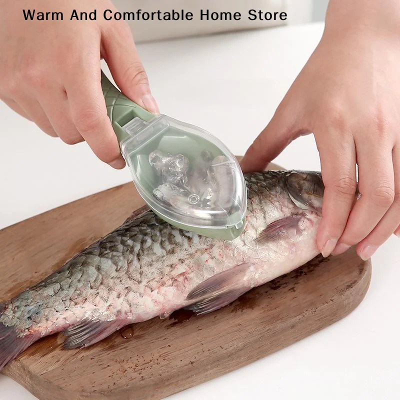【W】Kitchen Household Scale Scraper With Lid, Fish Scale Scraper, Manual Descaling, Brushing Of Fishing Tools