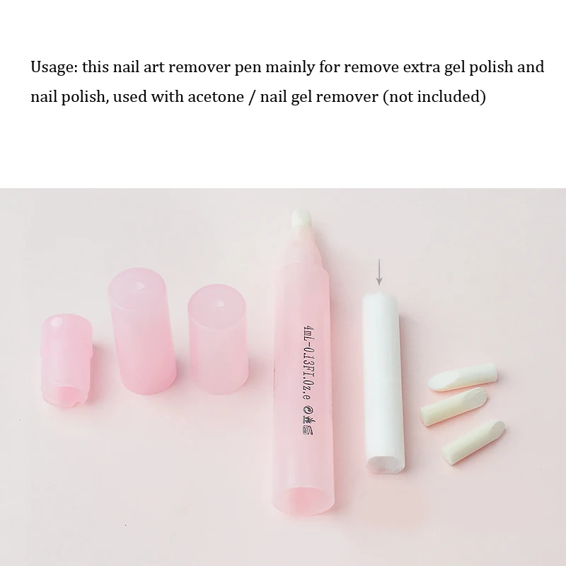 Refillable Nail Art Polish Corrector Removal Pen with Replacement Tips Manicure Tools for Erasing Mistakes