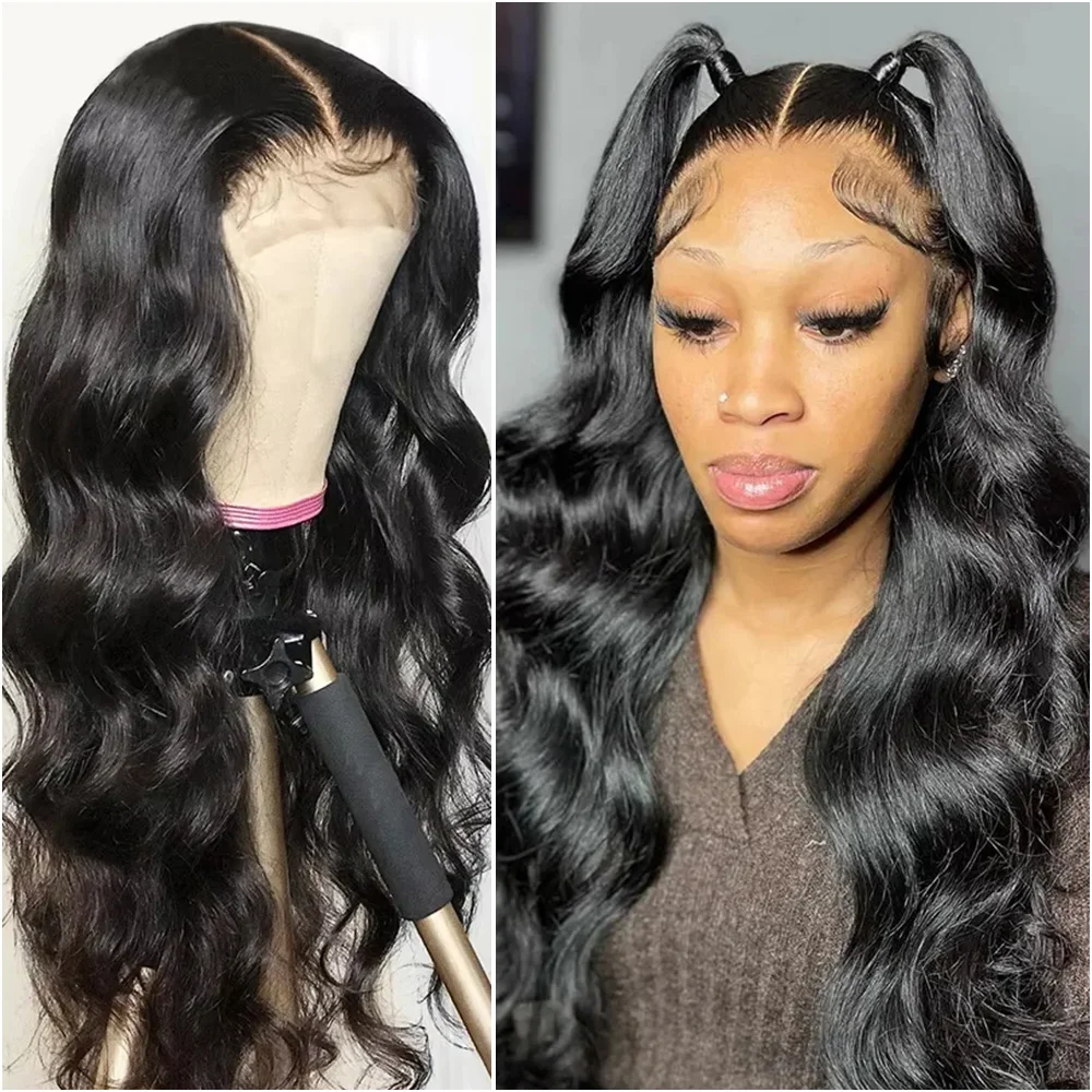 

13x6 Hd Transparent Body Wave Lace Front Human Hair Wigs For Black Women Pre Plucked 40 Inch 13x4 Lace Frontal Wig 200% Density
