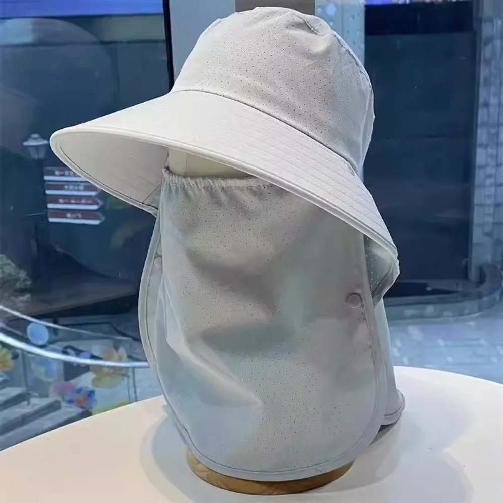 

New Anti-UV Fisherman Hat Wide Brim 50+UPF Protection Bucket Hat Adjustable with Neck Protection Shawl Beach Cap Summer