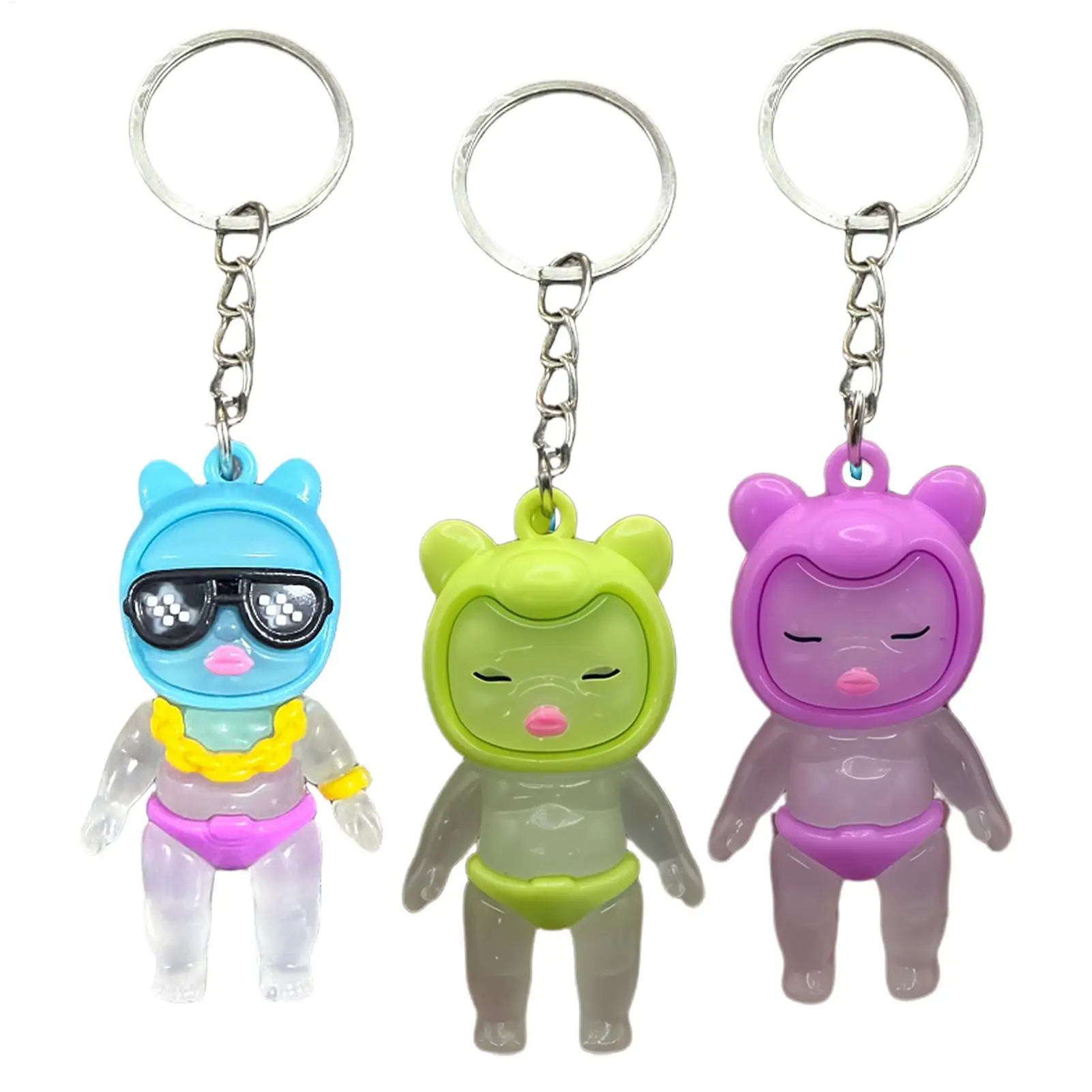 Cute Resin Color Changing Keychain UV Light Detection Discoloration Pendant Fashion Portable Bag Ornament  Purse Key Ring Decor