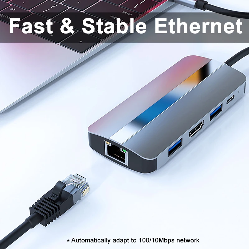 9in1 Type C Usb Hub Dock Station Splitter 3.0 2.0 RJ45 Vga Sd Tf Kaartlezer Pd 100W 87W Charger Hdmi-Compatibel Voor Laptop