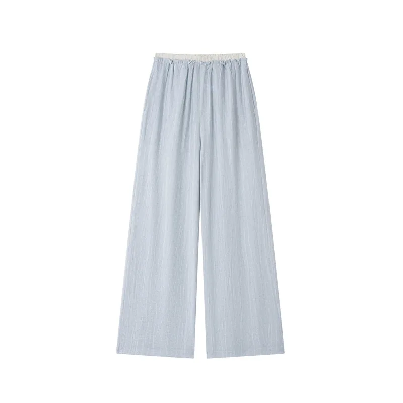 Spring and Summer 2025 New Casual Pants Women's Thin and Light Breathable Trousers High Waist Wide Leg Trousers