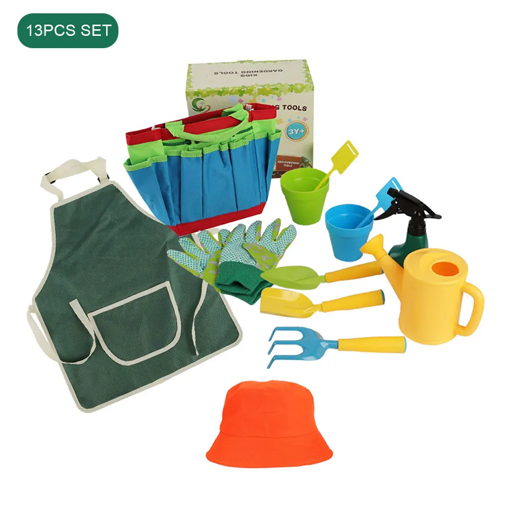 Escavando areia jogando ferramentas para crianças, conjuntos de ferramentas de jardinagem, kit de ferramentas de jardim infantil, pá de mão, sacola
