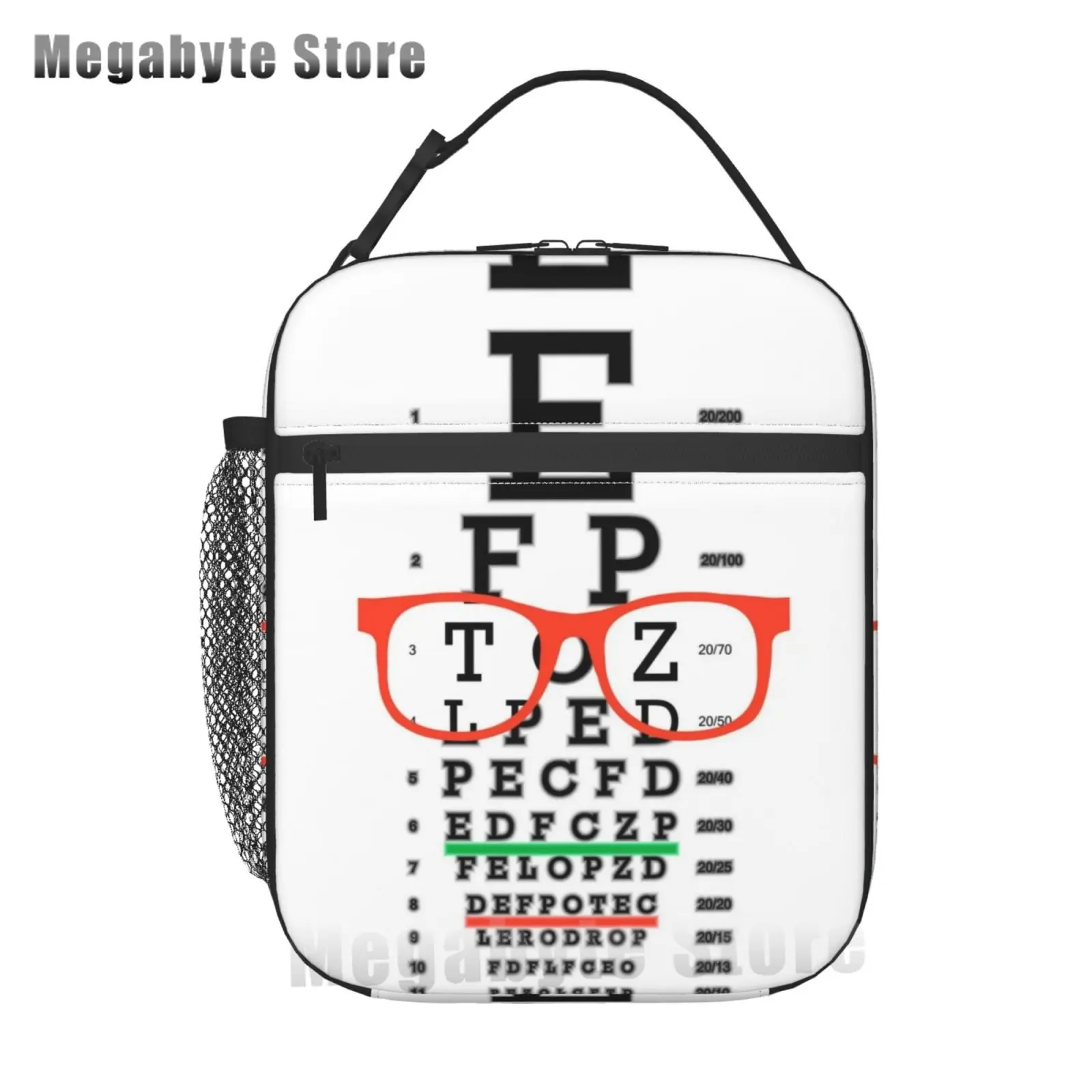 Optician Glasses Gift Insulated Lunch Tote Bag for Women Eye Chart Resuable Cooler Thermal Food Lunch Box Kids School Children
