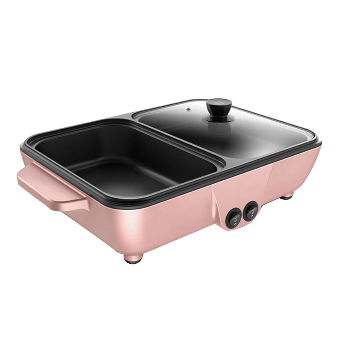 2-in-1 Indoor Non-Stick Electric Hot Pot and Frying Pan Portable Electric BBQ Grill for Indoor Family Gatherings