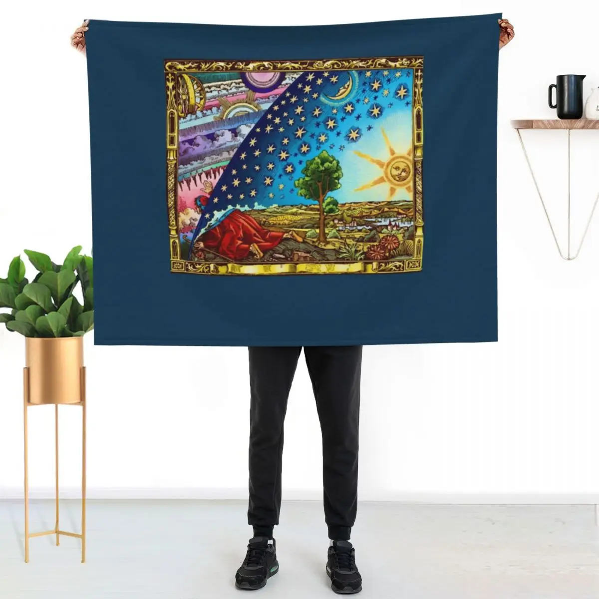 

Flammarion Woodcut Flat Earth Throw Blanket Fuzzy Plush Throw Blanket for Sofa Chair