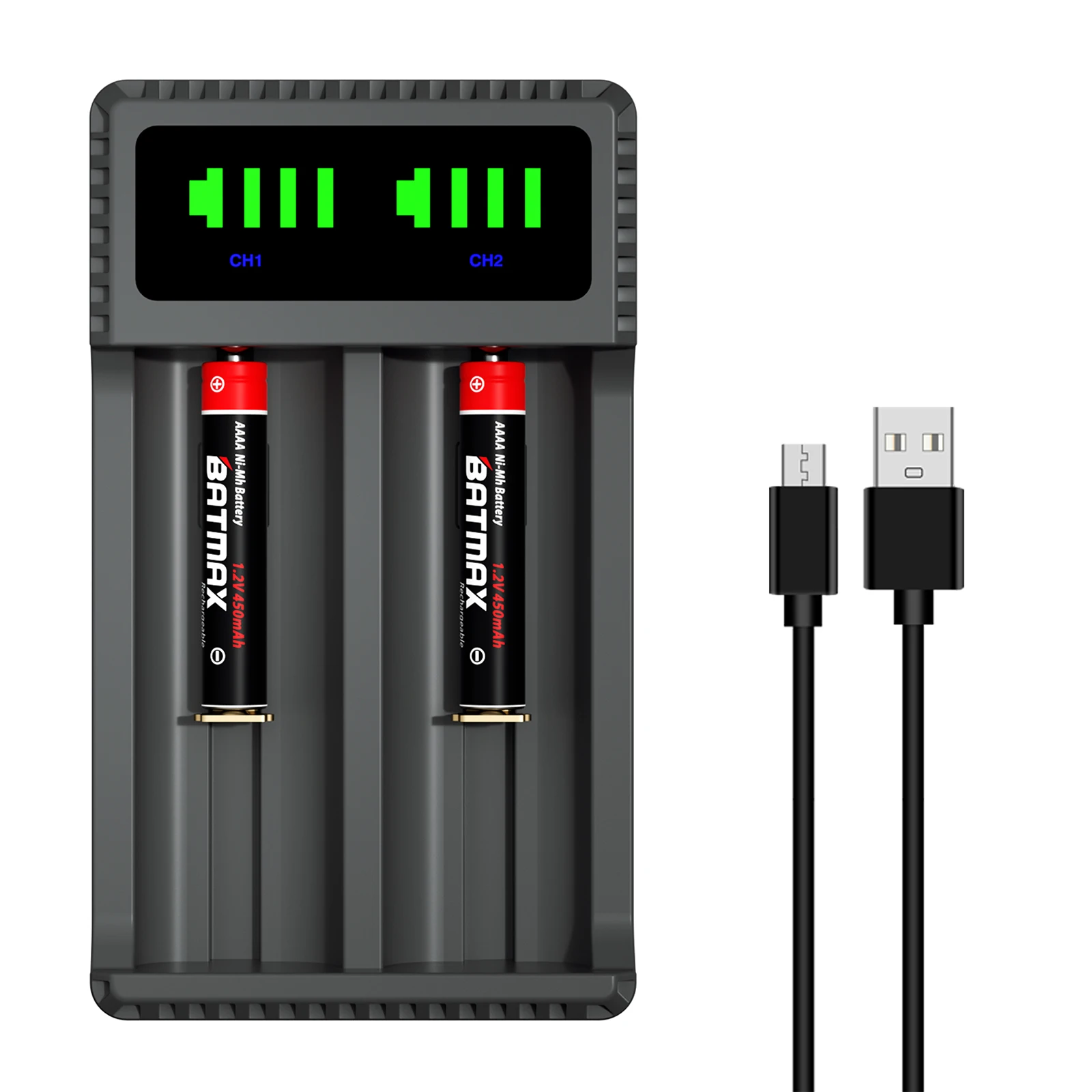 Batmax 450Mah Aaaa Ni-Mh Stylus Batterij + Led Usb Dual Charger Voor Oppervlak Pen, Stylus Pen, surface Pro 3/4 Pen, Zaklamp