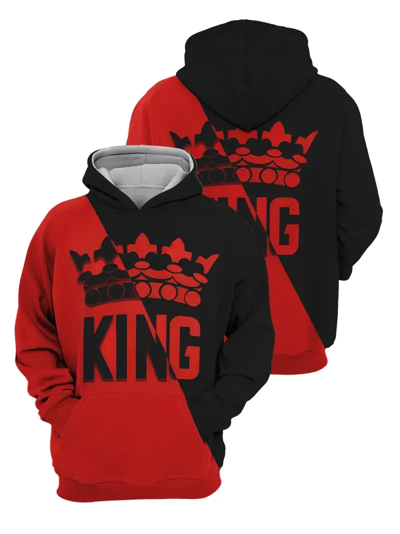 

Men's Hoodie King 3D Print Sweatshirts Harajuku Hooded Autumn Pullover Casual Clothes Streetwear Oversized Top Men's Clothing