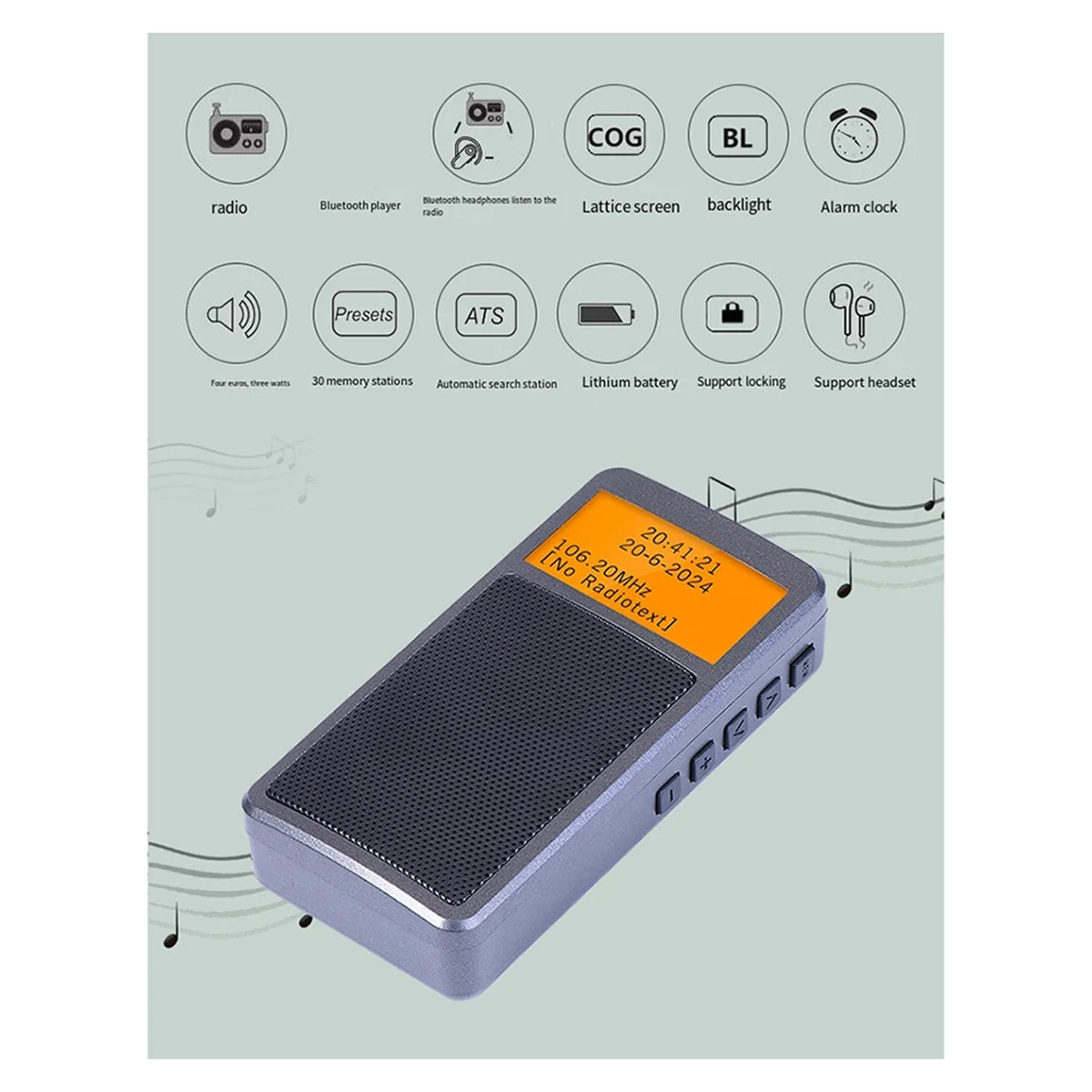 POP-lHRD205 Мини-портативный высокочувствительный Bluetooth-передатчик Радио Стерео FM Перезаряжаемый для пожилых людей