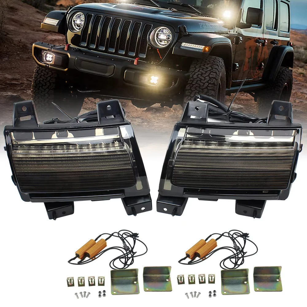 

for Jeep Wrangler JL Sport 2018 2019 2020 LED Fender Turn lights DRL New Daytime Running Lamp