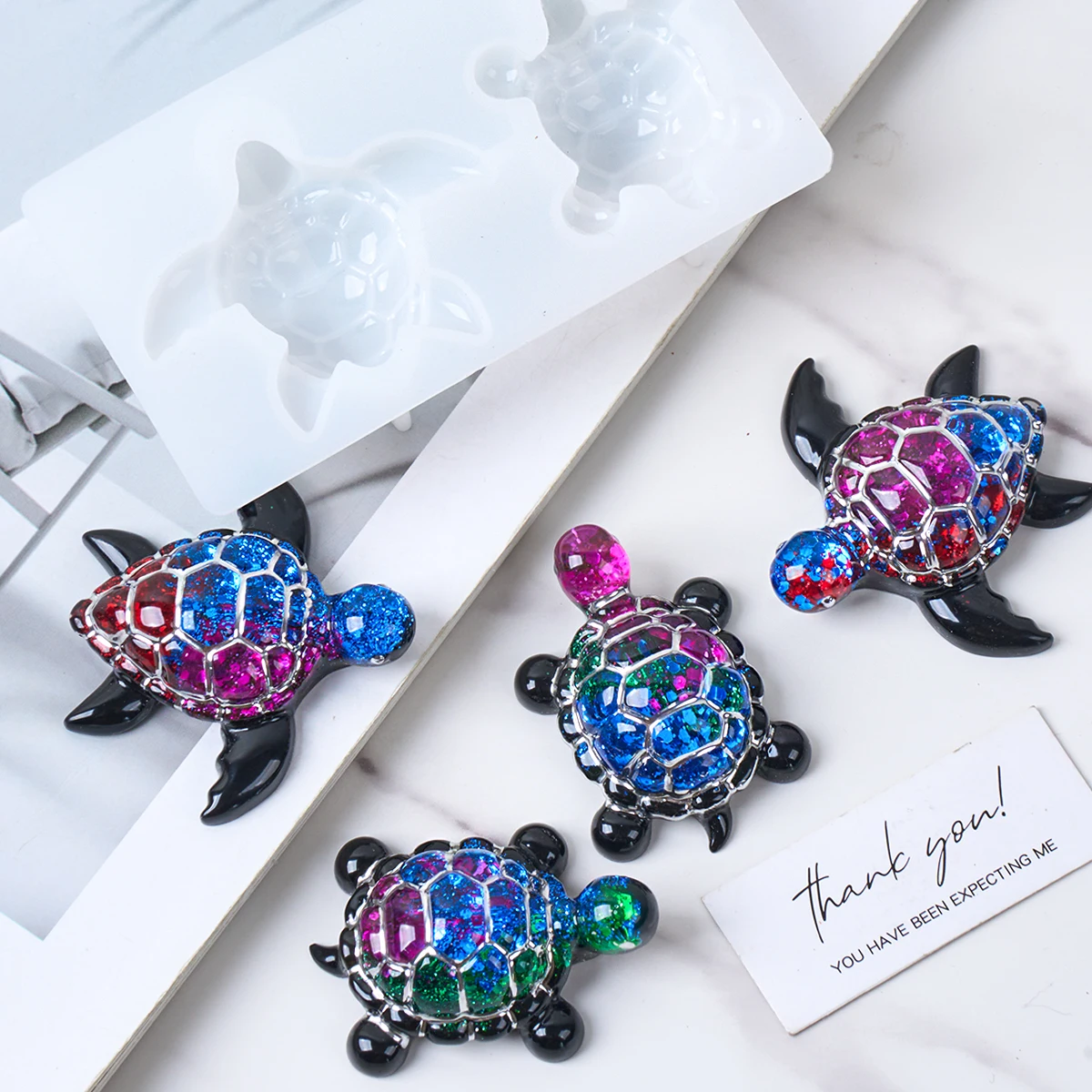 3D Sea Turtle Keychain Silicone Mold DIY Ocean Theme Animal Ornaments Tortoise Turtle Craft Making UV Epoxy Resin Jewelry Molds view 4