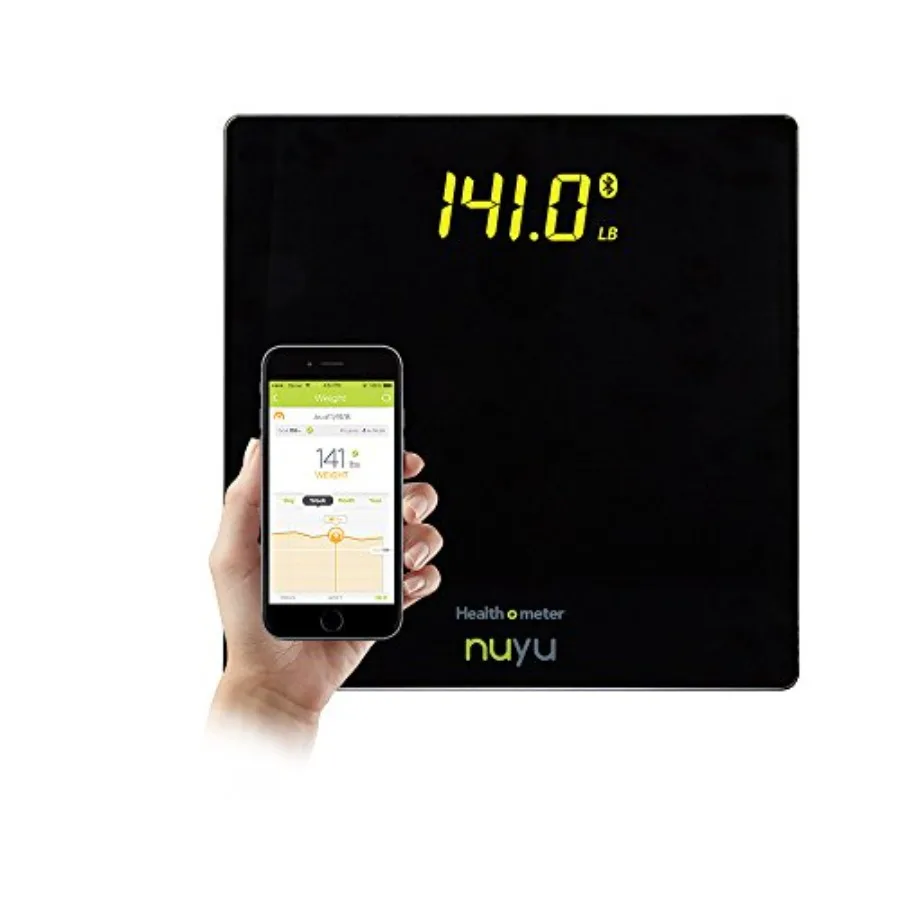 

Беспроводные умные весы Health o meter nuyu с автоматическим сопряжением, отслеживанием ИМТ и невидимым LED-экраном, черные