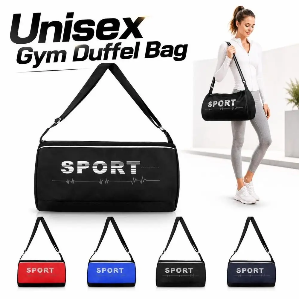 Oxford Cloth Unisex Gym Duffel Bag Lightweight Adjustable Sports Travel Bag Durable Spacious Cylinder Shoulder Bag Outdoor