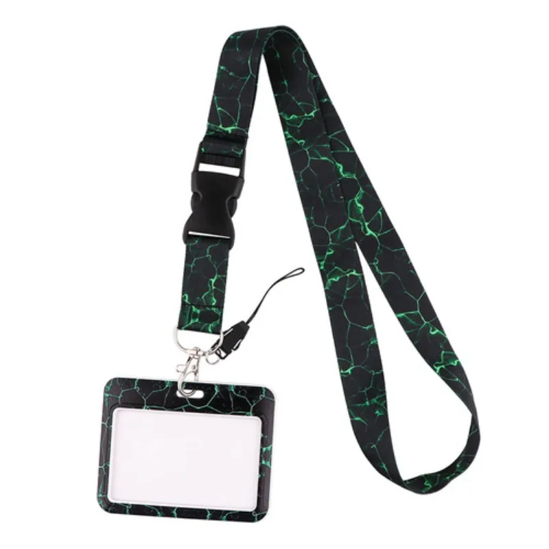 Natural Marble Pattern Card Holder with Neck Strap Lanyard  Multi-functional ID Badge Holder for Student Campus Card Work Access