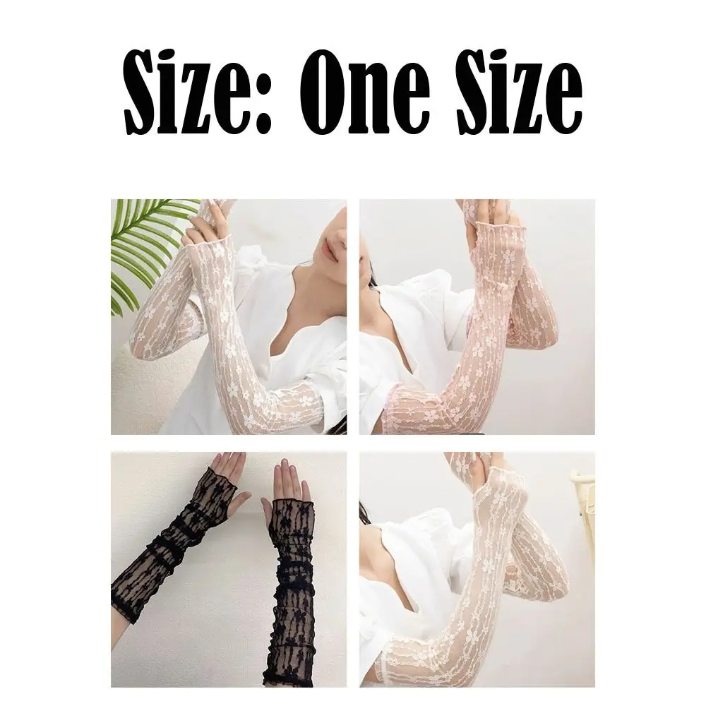 Fashion Lace Sunscreen Sleeve Thin Fingerless Driving Gloves UV Protection Women Arm Cover Summer