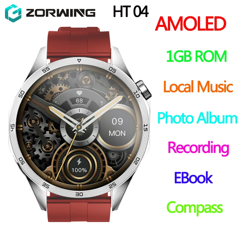 HT04 Smart Watch AMOLED 1.43 Inch  1GB ROM Local Music Photo Album Recording Men Smartwatch Wireless Charging Bluetooth Call