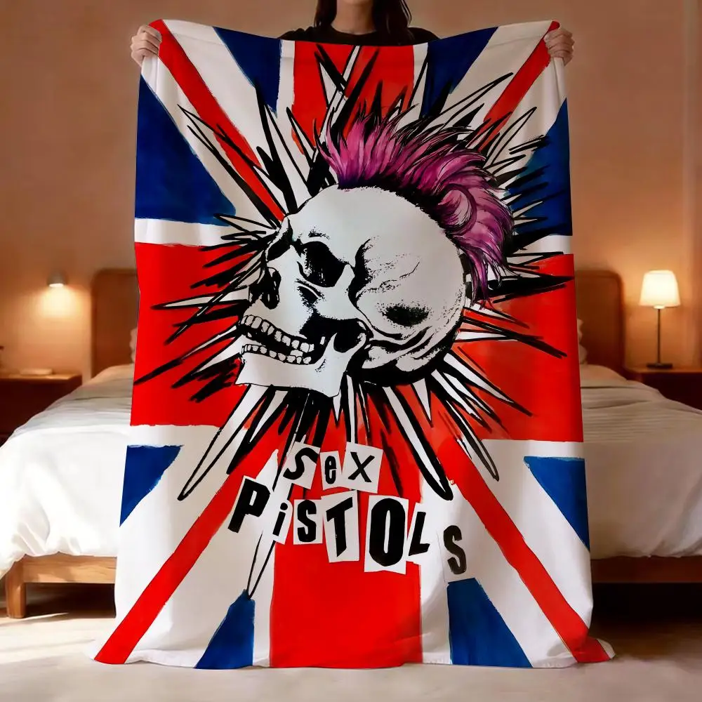 Rock Band S-Sex P-Pistols Throw Lightweight 240g Flannel Blanket Soft Skin-friendly for Summer Cooling