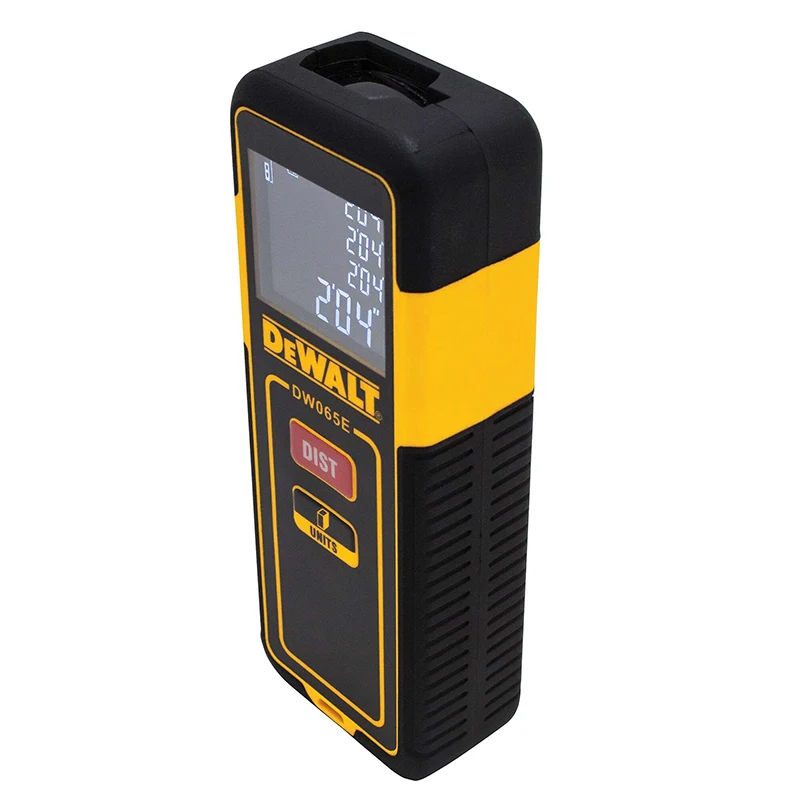 DEWALT DW065E Lightweight Laser Distance Measurer 65FT Range LCD Screen Rangefinder High Contrast Easy to Use Electric Gauge