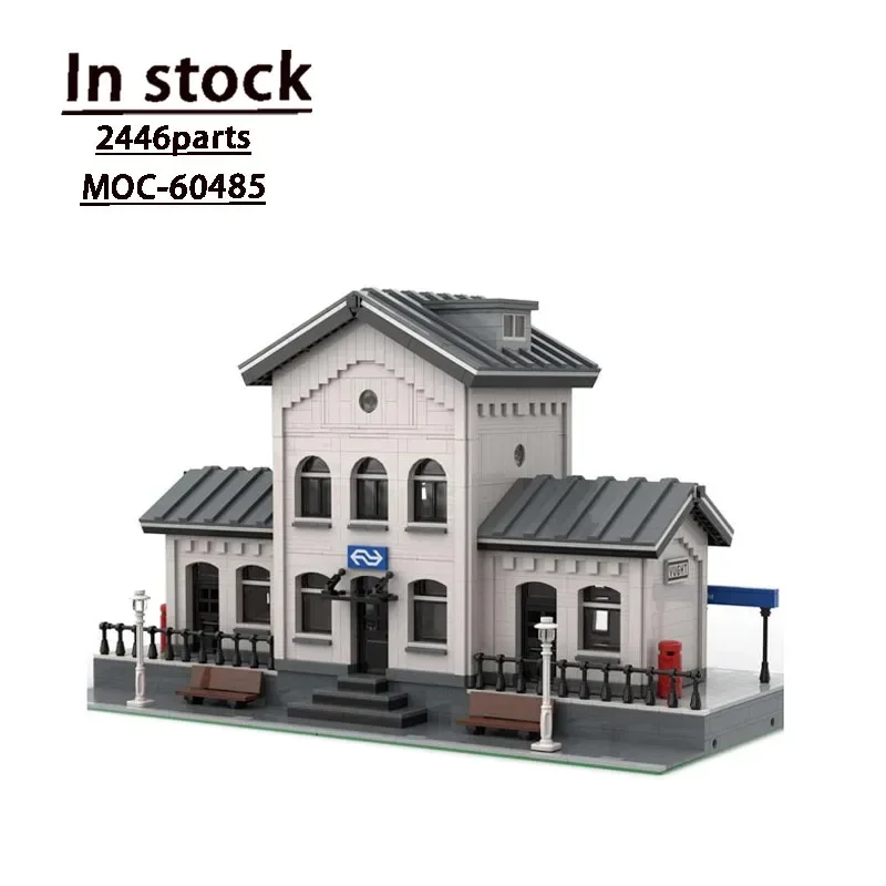 

MOC-60485 Винтажный поезд, сборка строительного блока с видом на улицу, модель2446, детали строительного блока, детская игрушка на день рождения, подарок