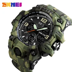 SKMEI 1155B-reloj Digital deportivo para hombre, cronógrafo de pulsera con pantalla Dual, resistente al agua, estilo militar, 5bar