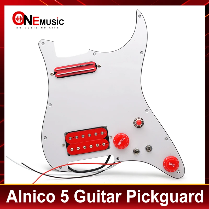 

Alnico 5 Prewired ST Pickguard Coil Splitting Pickguard HH(Mini Humbucker+Humbucker) Loaded Pickguard with Humbucker Pickups