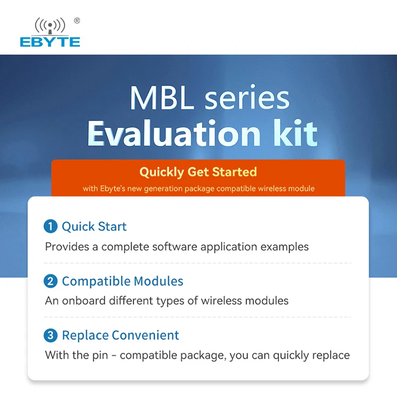 Placa de teste E220-900MBL-01 E220-900M22S Kit de avaliação de desenvolvimento Interface USB para controle principal TTL MCU STM8L151G4 Fácil uso