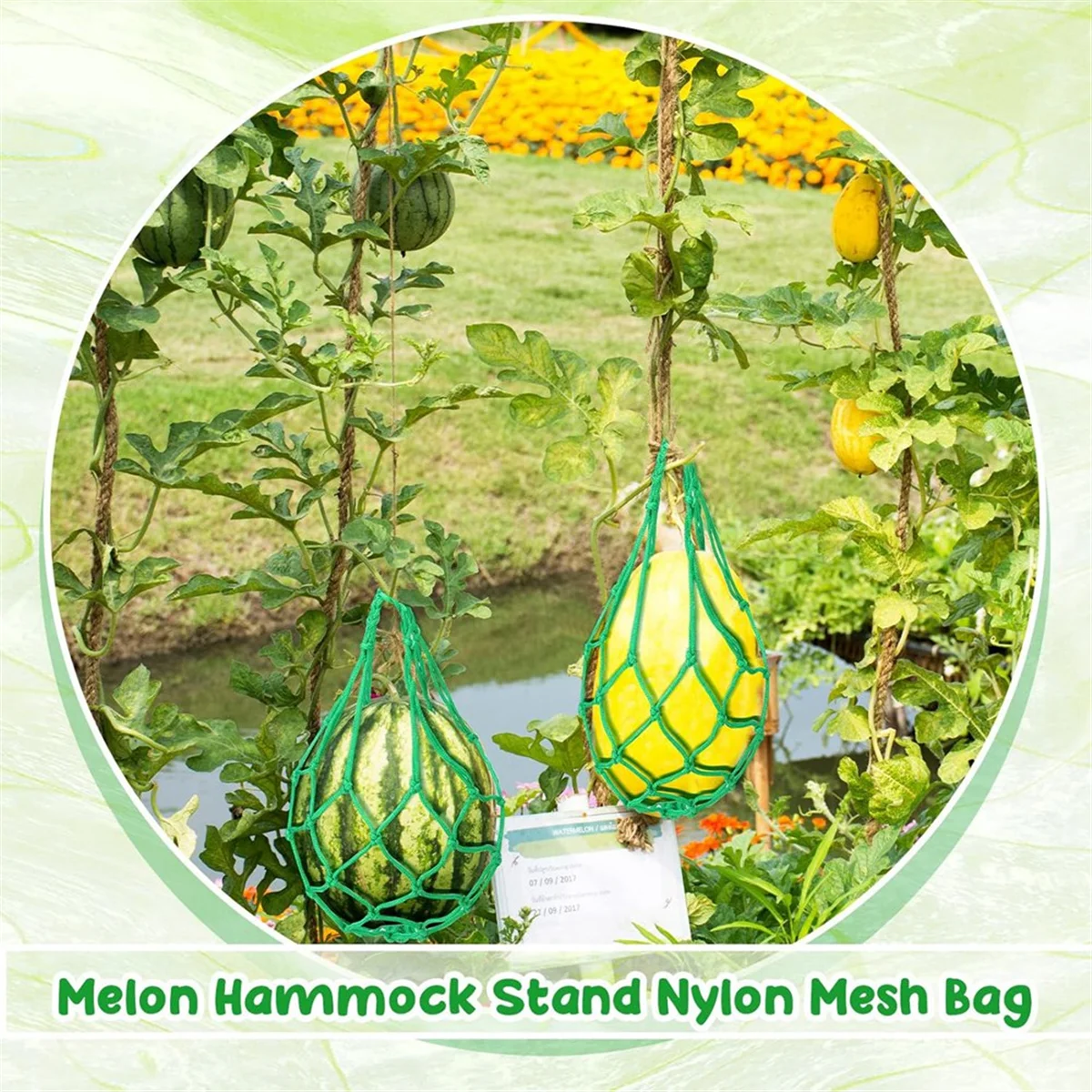 F-3C 12 Pcs Watermelon Net Melon Hammock Melon Cradle Plant and Garden Supports Pumpkin Support Hanging Bag Protects Green