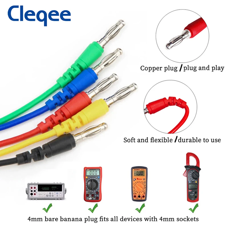 Cleqee P1920 Kit sonda posteriore automatica Clip a coccodrillo a spina a Banana da 4mm cavi di prova multimetro 10A strumenti automobilistici Set cavo in scatola