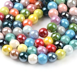 8/10mm Round Shiny Glossy Solid Color Ceramic Beads DIY Loose Porcelain Beads For Jewelry Making Bracelets Accessories 27 Colors