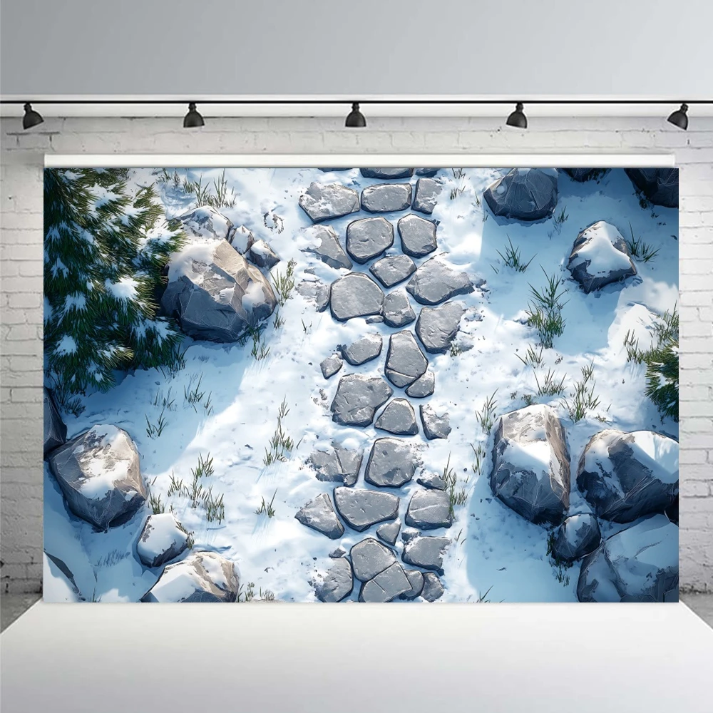 Winter Christmas Snow Brick Photography Background Stone Floor Baby Shower Kids Family Xmas Party Decor Portrait Photo Backdrop