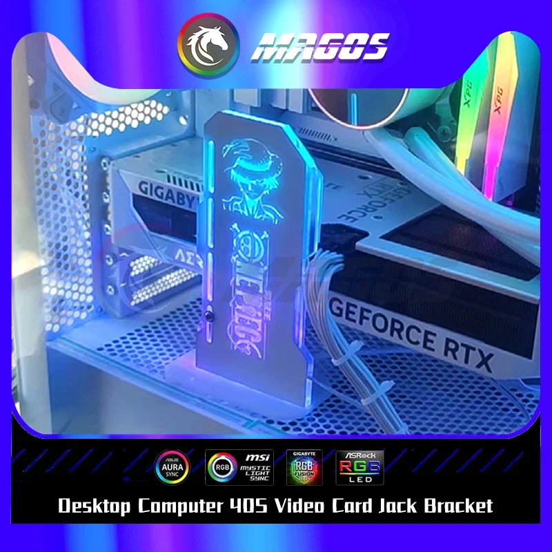 Suporte de Montagem Vertical para Computador Desktop Placa de Vídeo Suporte para Jack Suporte Argb 5v Sync Marcas Luminosas Faith Preto e Branco 40s