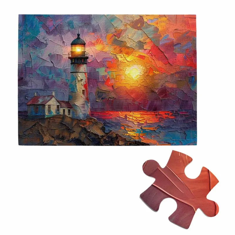 

500pcs Jigsaw Puzzle for Adults - Lighthouse at sunset, colorful seascape Jigsaw Puzzle