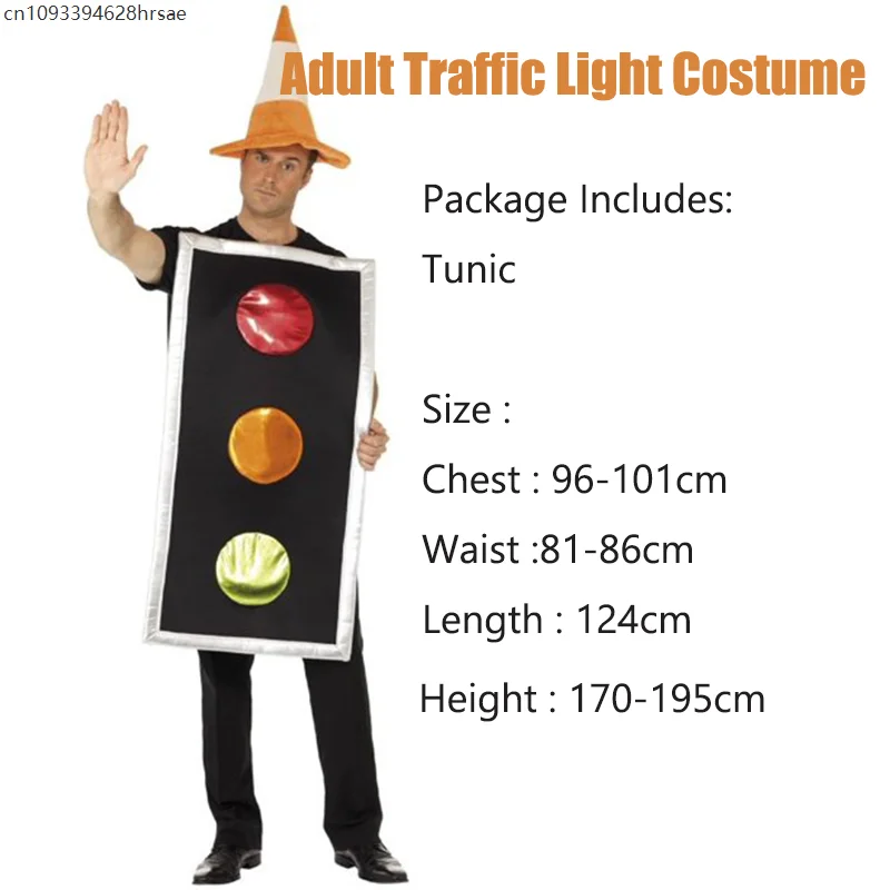 Oranje en zwart verkeerslicht Unisex Halloween kostuum volwassen verkeerslicht kostuum