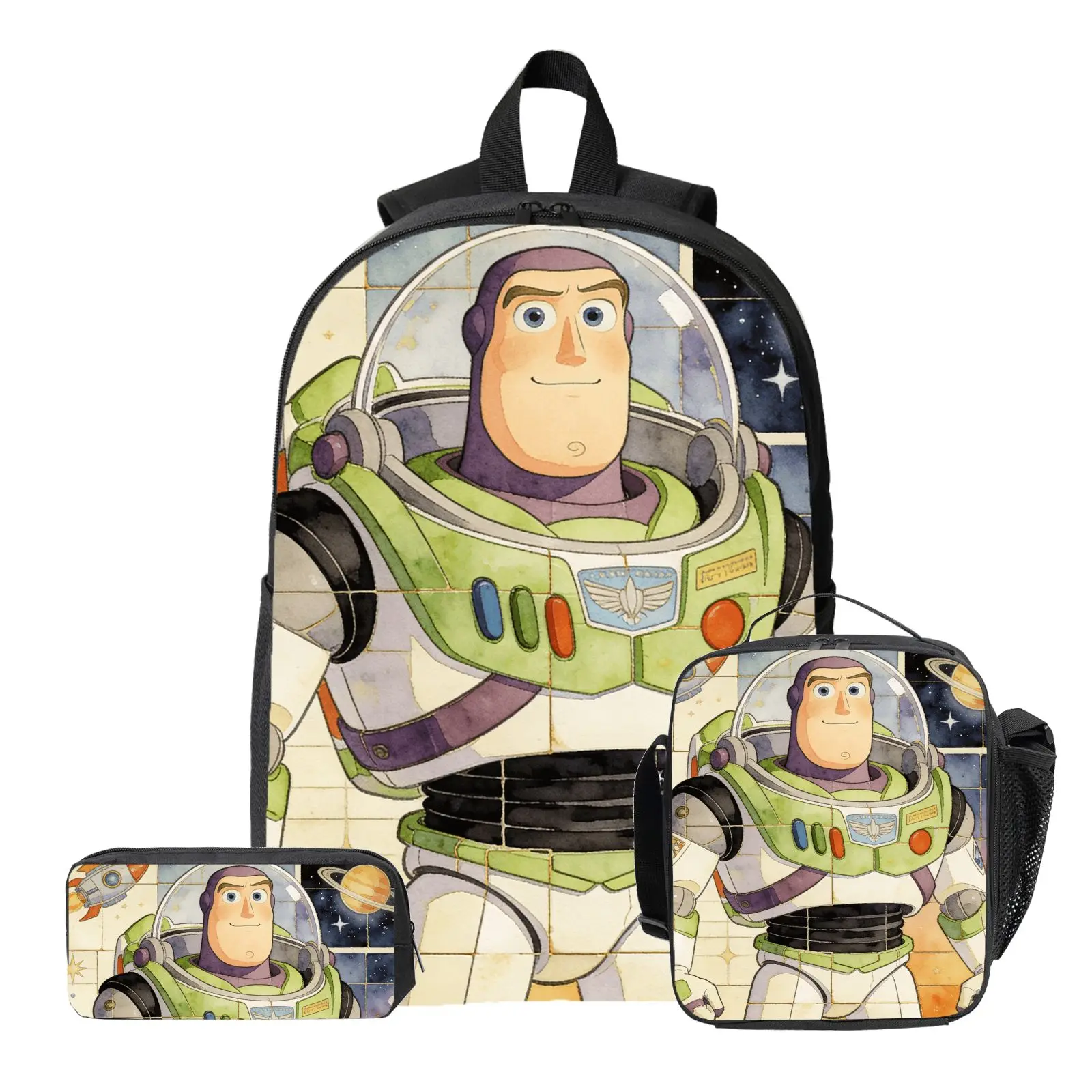 

3pc Toy Story Buzz Lightyear theme Backpack, Pencil Case, Lunch Bag, High-Quality Cute Casual Shoulder Bag for Everyday Use