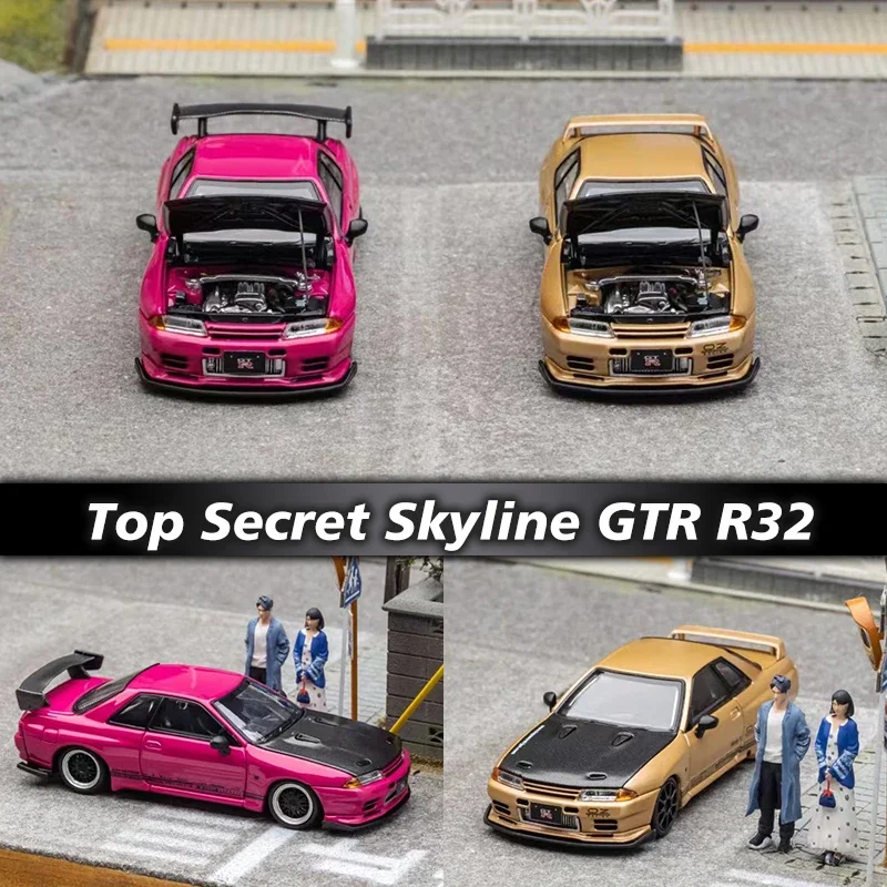 

Focal Horizon 1:64 Top Secret Skyline GTR R32 VR32 Carbon Hood Diecast Diorama Car Model Collection Miniature Toys