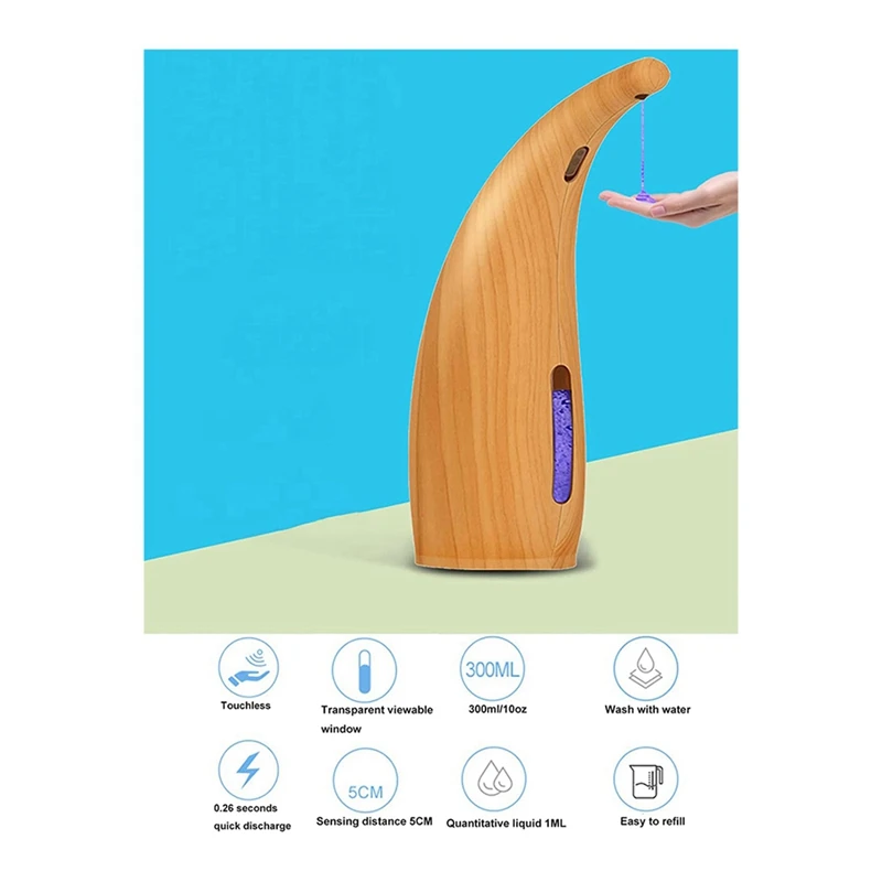 Automatic Sensor Soap Dispenser Touchless Liquid Handsoap Dispenser With Infrared Motion Sensor 300Ml/11Oz Easy To Use B