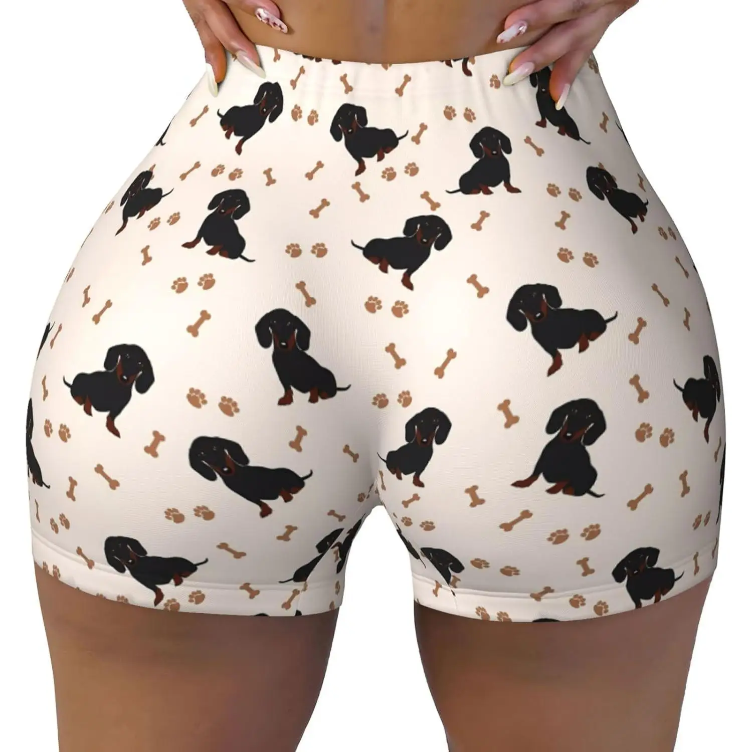 لطيف الكرتون الكلب المرأة تجريب السراويل اليوغا السراويل السراويل الرياضية المرنة لراكبي الدراجات النارية الجري الصالة الرياضية ضغط الرطوبة فتل #1