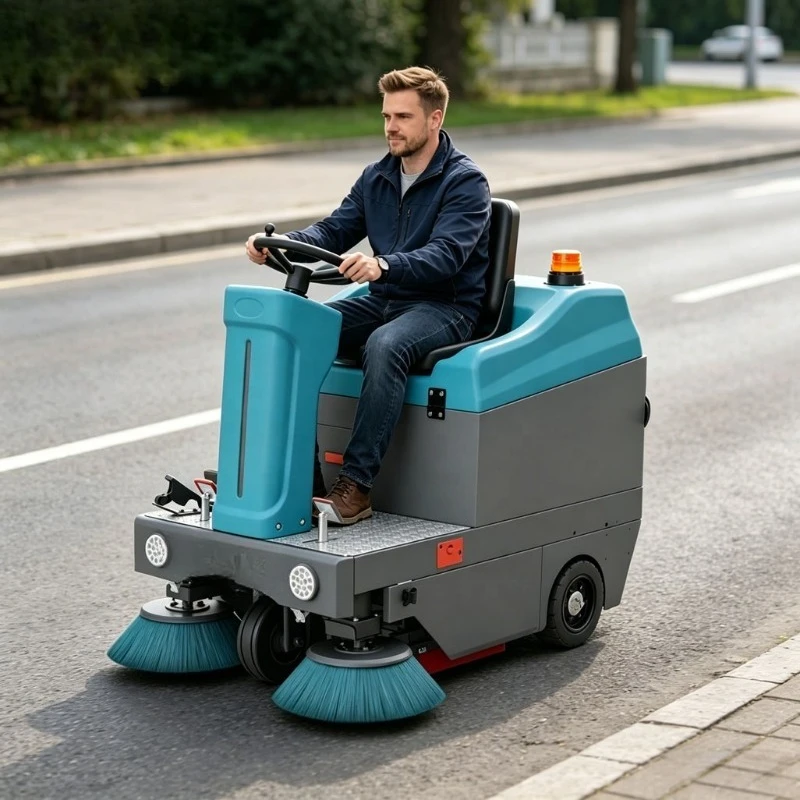 Double Brush Battery Industrial Road Cleaning Machine Street Cleaning Equipment Ride on Floor Sweeper