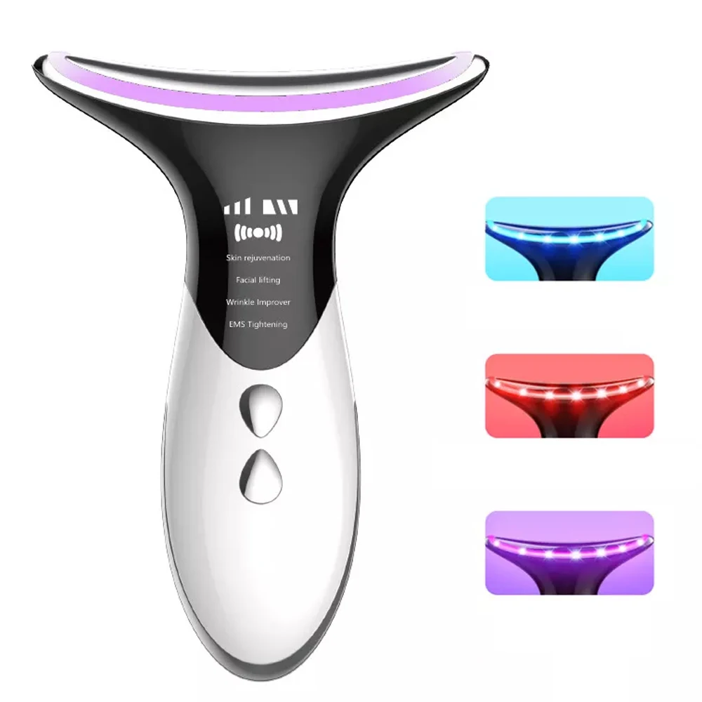 Portable Skin Tightening Beauty Toning Device EMS Microcurrent LED Photon Therapy Face Neck Anti Aging Wrinkle Remover Machine