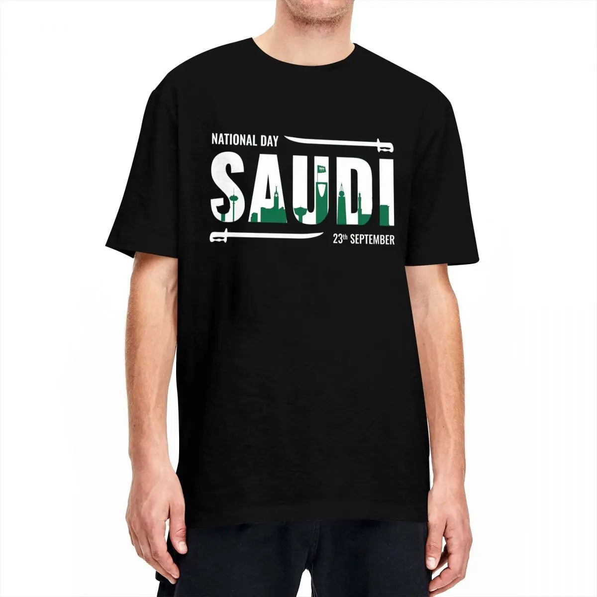 Men T Shirt Kingdom Of Saudi Arabia 23 September T Shirts Hipster Summer Tee Shirt Classic Casual Cotton Tops Gift