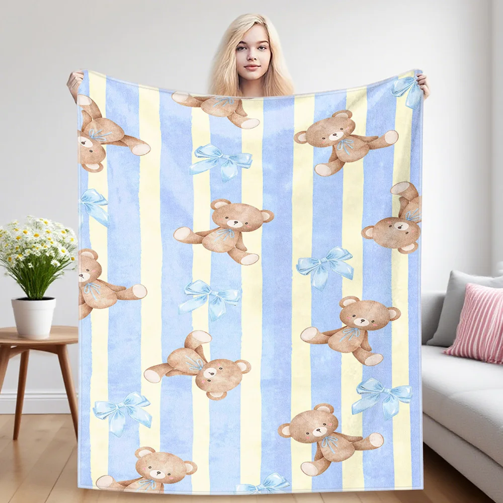 Teddy -Joy Nap Blanket,Flannel Blanket,Suitable For Sofas,Beds,Cars,Rooms,Offices,Camping,Exquisite Gift Blankets