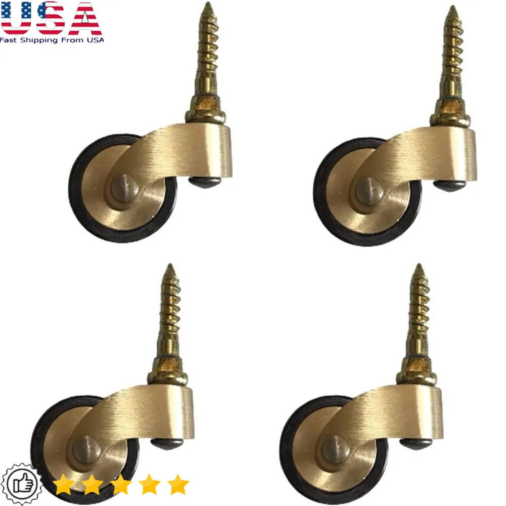Solid Brass 25mm Antique Style Casters Swivel Rubber Wheels Vintage Retro Furniture Moving Castors Piano Sofa DIY Equipment Home