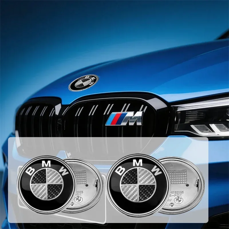 

1Pcs automobile hood and trunk badge carbon fiber decorative badge 74/82mm for BMW X5E70 E30 F32 F35 F02 F07 F18 F07