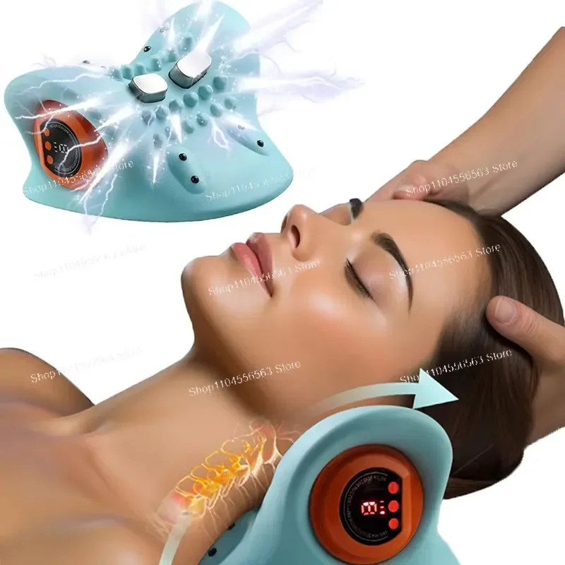 Electric Neck Massager USB Infrared Heating Airbag Cervical Repair Traction Shoulder Spine Support Body Relax Vibration