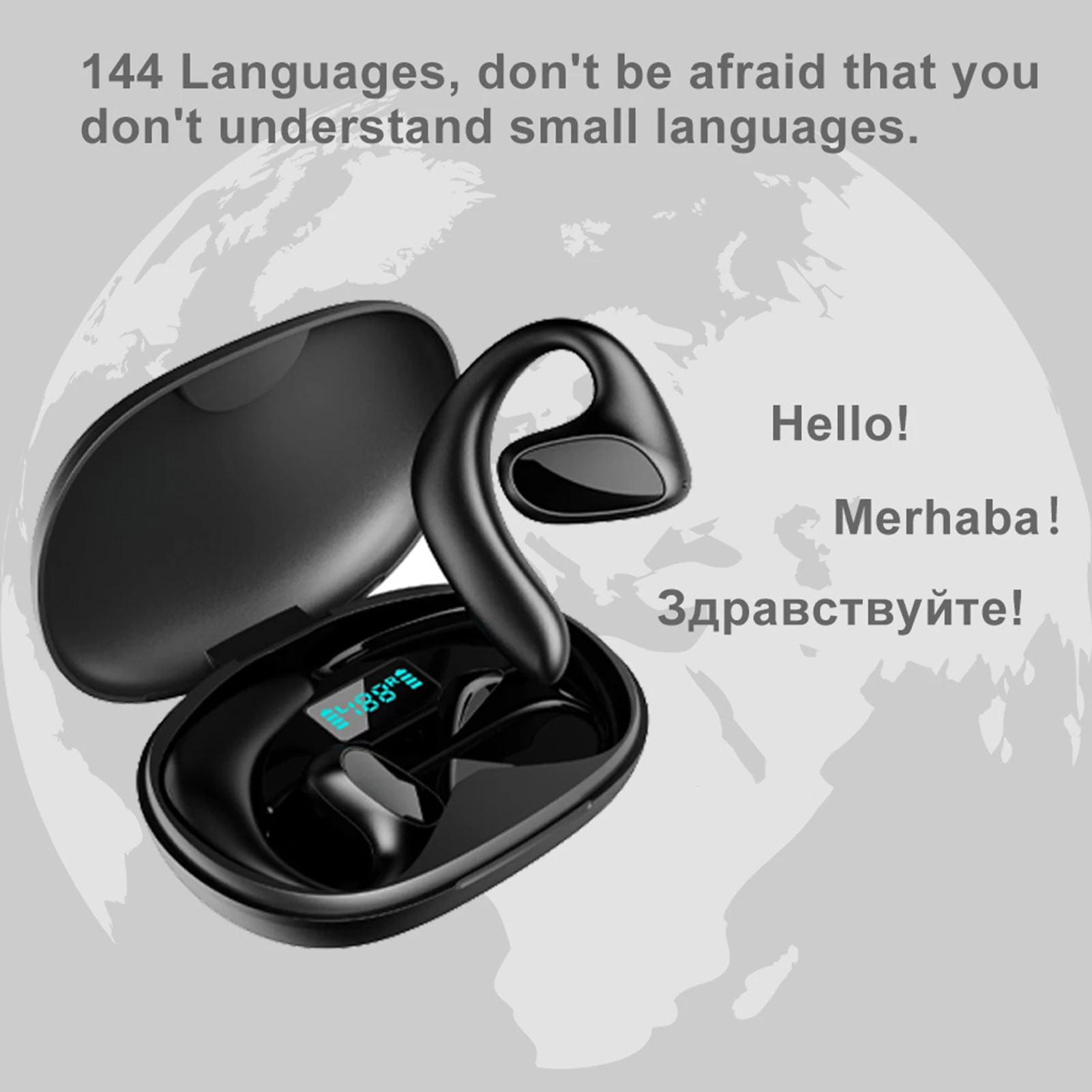 Language Translator Device with 144 Languages Waterproof Rechargeable Translation Earbuds Easy Connection Real Time Translator