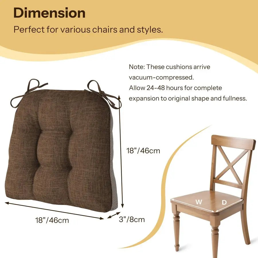

Slip Chair Cushions for Dining Chairs Set of 4 Kitchen Chair Cushions 18x18x3 Turfted Chair Pads Comfortable and Soft Seat Cushi