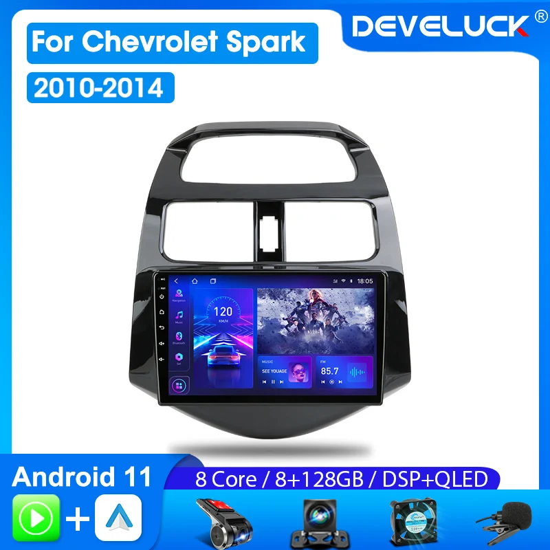 Develuck 2Din Android Car Radio for Chevrolet Spark Beat Matiz Creative 2009-2016 Multimedia stereo Carplay Navigation Head Unit