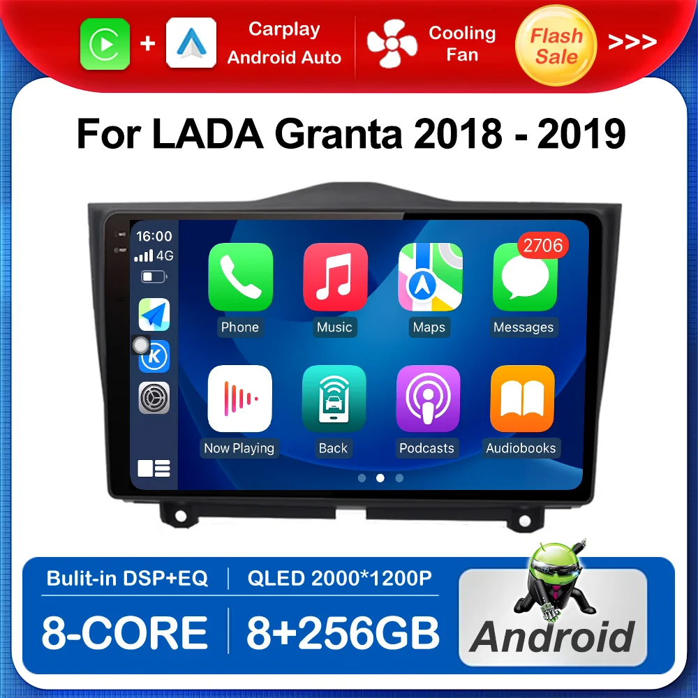 

9 inch QLED IPS Screen Intelligent Android System Car Multimedia Video Player WiFi 4G GPS Navi for LADA Granta 2018 - 2019